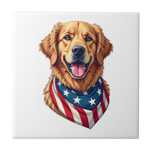 Carreau Tee vintage Star Spangled Golden Retriever 4 (Devant)