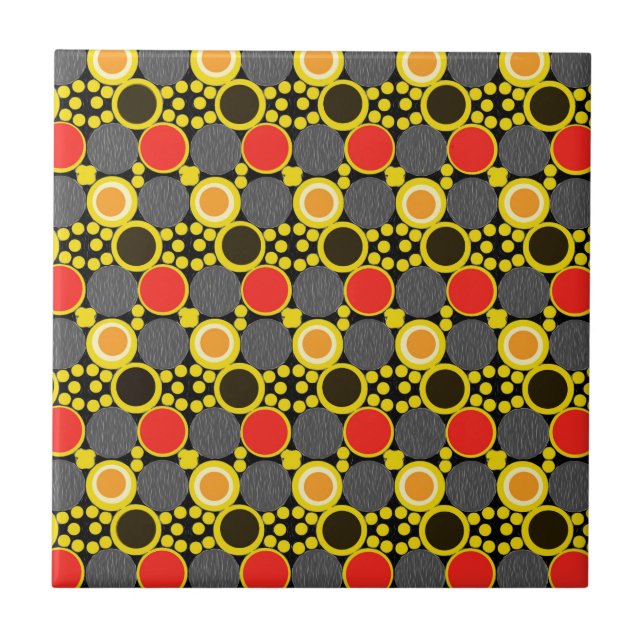 Carreau Teintes d'harmonie : Cercles en rouge, Brown et ja (Devant)