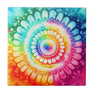 Carreau Teinture arc-en-ciel Rétro Hippie Groovy