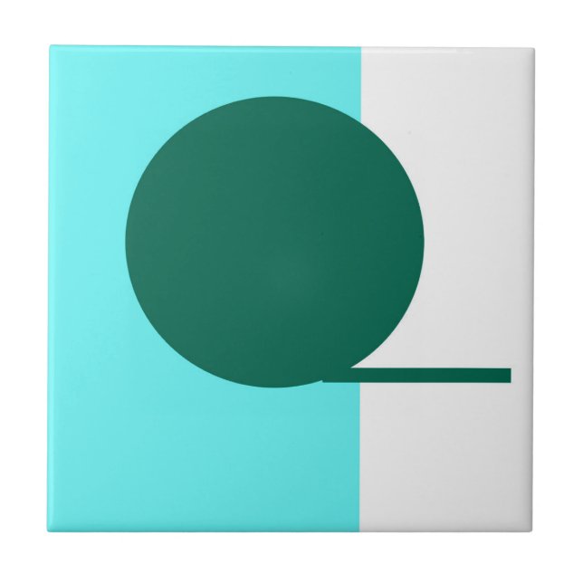 Carreau Téméraire Abstrait Cercle d'Art Turquoise Vert Bla (Devant)