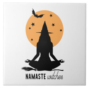 Carreau Témoins de yoga d'Halloween contemporain
