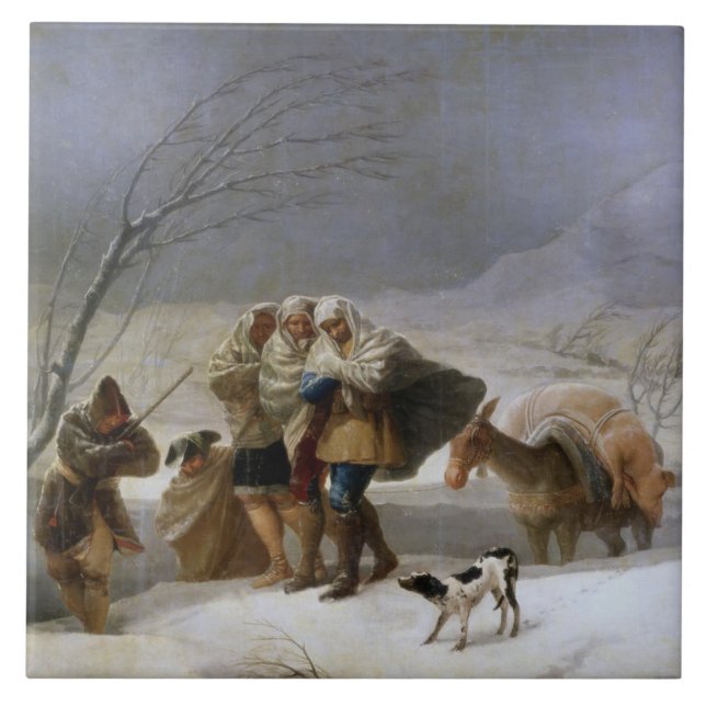 Carreau Tempête de neige en hiver (par Francisco Goya) (Devant)