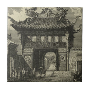 Carreau Temple impérial asiatique dans noir et le blanc