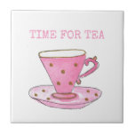 Carreau Temps mignon pour Tea Rose Aquarelle Tea<br><div class="desc">Le temps pour le thé rose aquarelle teacup design sauverait vos surfaces et look bon . un cadeau idéal pour le buveur de thé dans votre vie. Offres de cadeaux et accessoires de décoration maison disponibles en magasin. le texte est un modèle pour vous permettre de customiser selon vos besoins....</div>