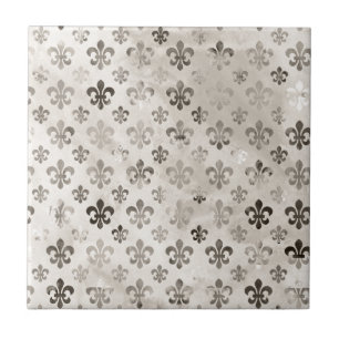 Carreau Tendance Argent Gray Fleur De Lis Motif