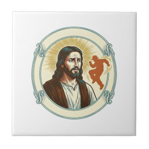 Carreau Tendance de danse virale silhouette de Jésus confu