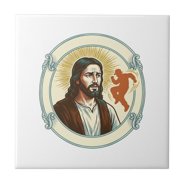 Carreau Tendance de danse virale silhouette de Jésus confu (Devant)