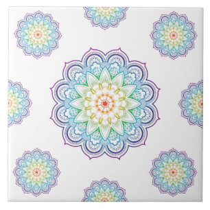 Carreau Tendance Mandala Datura Fleurs Mosaïque Carrelage