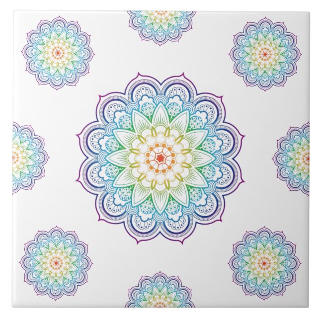 Carreau Tendance Mandala Datura Fleurs Mosaïque Carrelage  (Devant)
