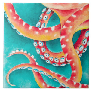 Carreau Tentacles rouges orange