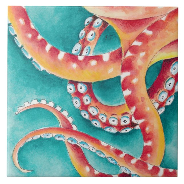 Carreau Tentacles rouges orange (Devant)