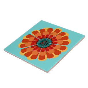Carreau Terracotta & Fleur Turquoise