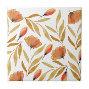 Carreau Terracotta Jaune Moutarde Floral