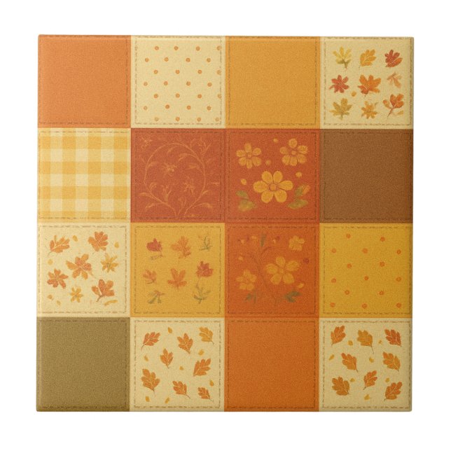 Carreau Terracotta Patchwork Quilt Rustic Farmhouse Floral (Devant)