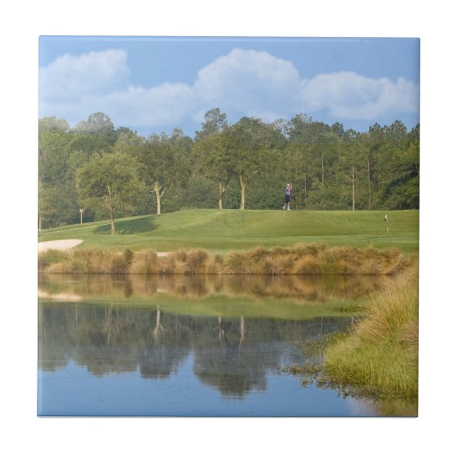 Carreau Terrain de golf sur la tuile verte (Devant)