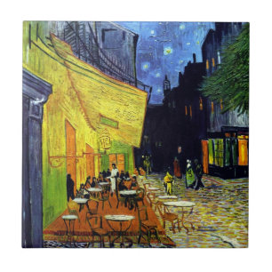 Carreau Terrasse de café la nuit par Vincent van Gogh