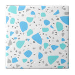 Carreau Terrazzo Blanc Turquoise Bleu Moderne<br><div class="desc">Un élégant carrelage en céramique moderne et élégant, avec motif en terrazzo sans coutures en bleu et turquoise sur un arrière - plan blanc. Design propre et frais, parfait pour les murs de design d'intérieur.</div>