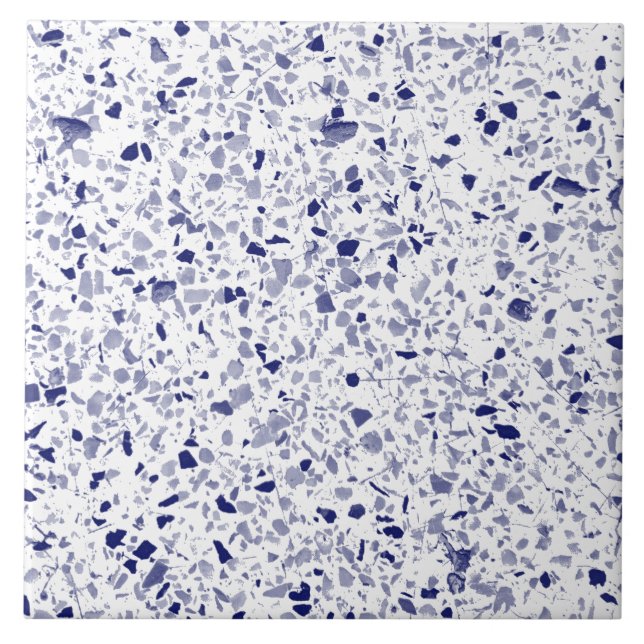 Carreau Terrazzo Bleu Blanc Minimal Pierre moderne (Devant)