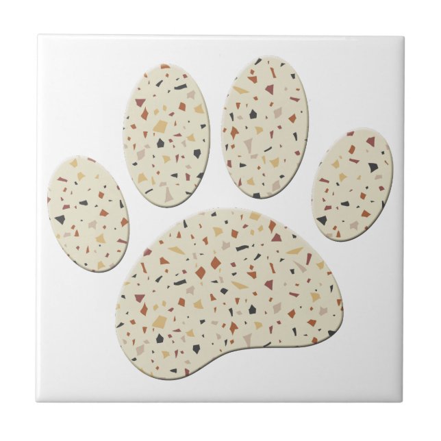 Carreau Terrazzo Dog Pawprint Motif Art (Devant)