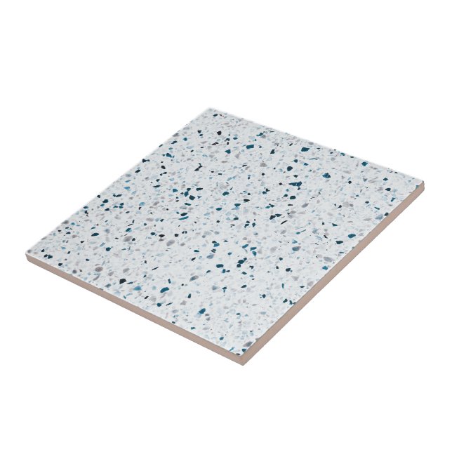 Carreau Terrazzo Elégant Turquoise bleu vert blanc gris ré (Côté)