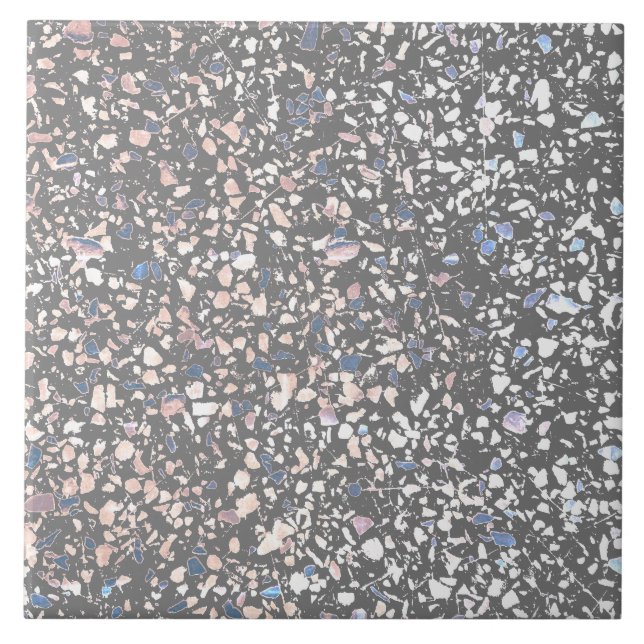 Carreau Terrazzo Gris Bleu Pastel Minimal Pierre Moderne (Devant)