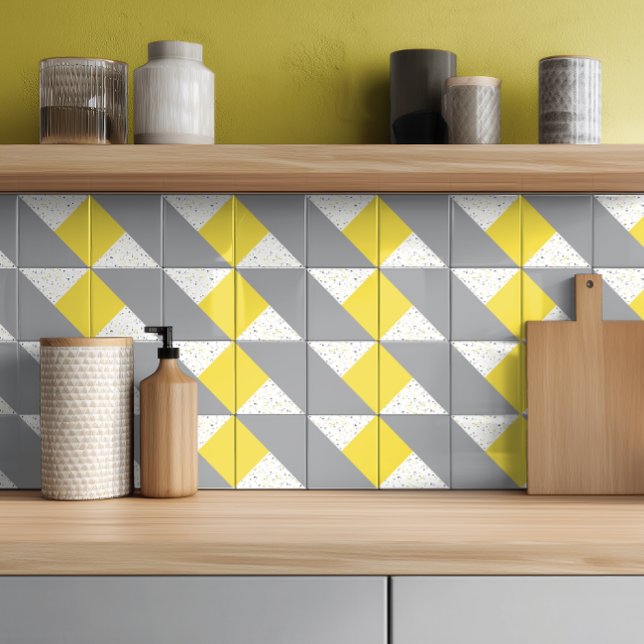 Carreau Terrazzo gris jaune moderne (Créateur téléchargé)
