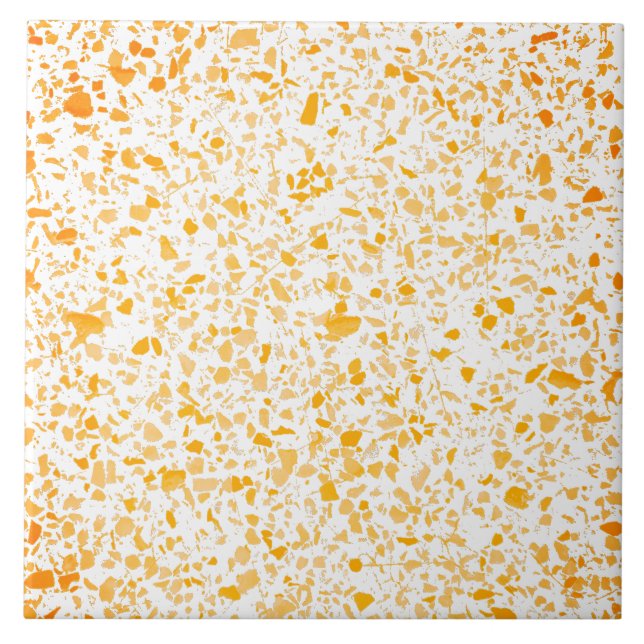 Carreau Terrazzo Jaune Orange Blanc Minimal Pierre Moderne (Devant)