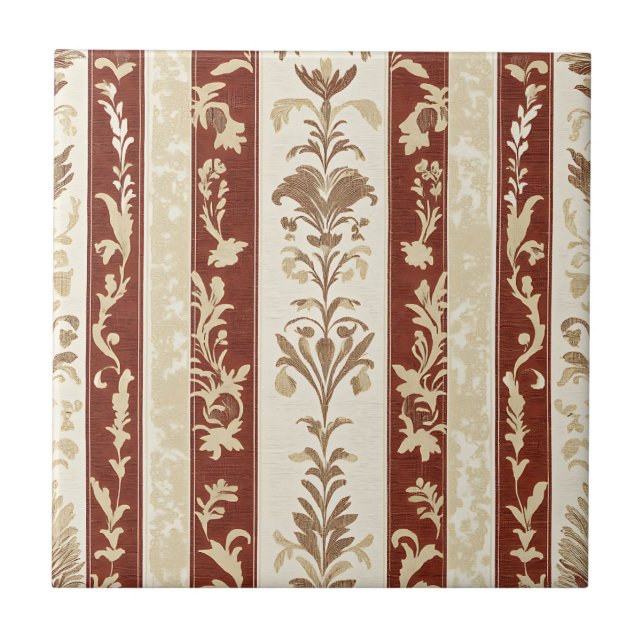 Carreau Terre cuite Toile de pays français Fleur Stripte (Devant)