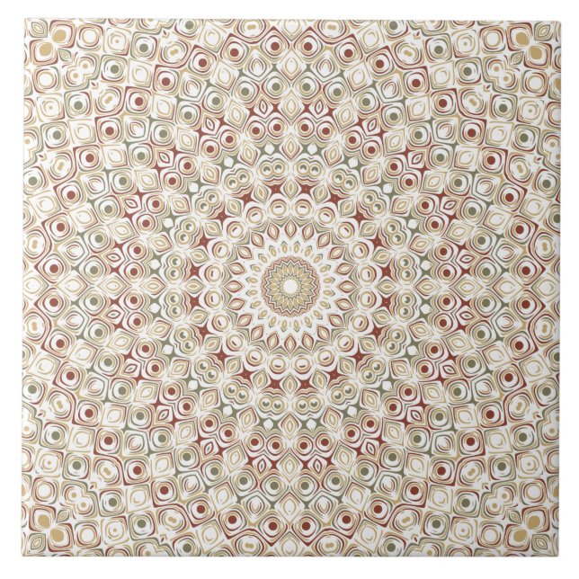 Carreau Terre de Sienne et motif Mandala Rouille (Devant)