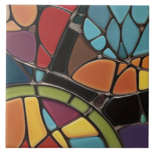 Carreau Terre Feu Air Faux Verre Tiré Mosaïque Abstraite