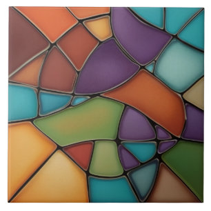 Carreau Terre Feu Air Faux Verre Tiré Mosaïque Abstraite