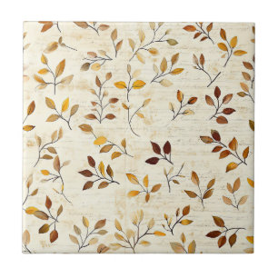 Carreau Terre rustique Botanique Feuilles et brindilles