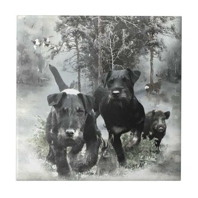 Carreau Terrier de chasse allemand, Le Jagdterrier, Art (Devant)
