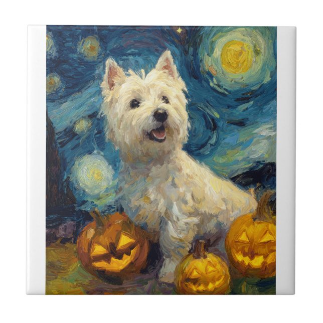 Carreau Terrier West Highland Chien Mignon Halloween Jack  (Devant)