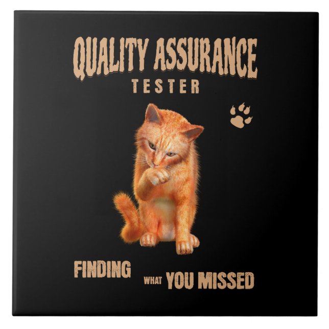 Carreau Testeur QA Humour de chat (Devant)