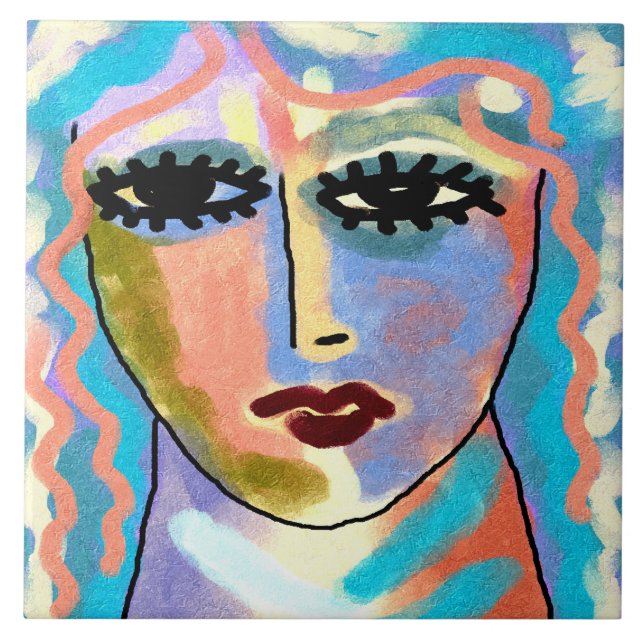 Carreau Tête dans les nuages peinture numérique Abstraite (Devant)