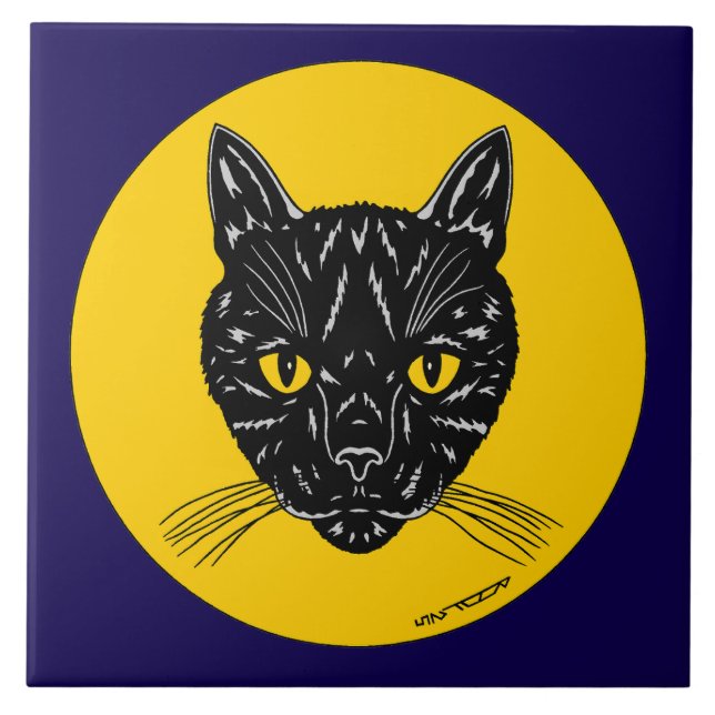 Carreau Tête de chat noir (Devant)