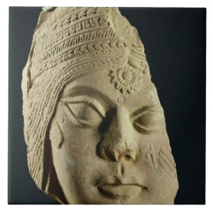 Carreau Tête de grès rouge de Yakshi, Bharhut, 2ème si