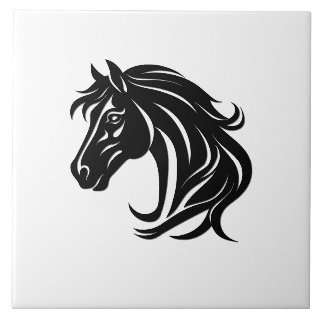 Carreau Tête de magnifique cheval noir   (Devant)