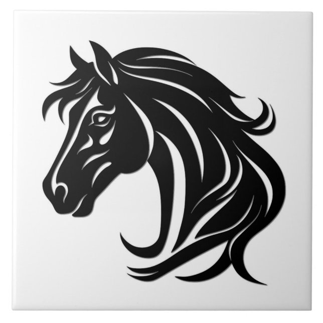 Carreau Tête de magnifique cheval noir   (Devant)