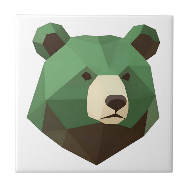 Carreau Tête d'ours géométrique Low Poly (Devant)