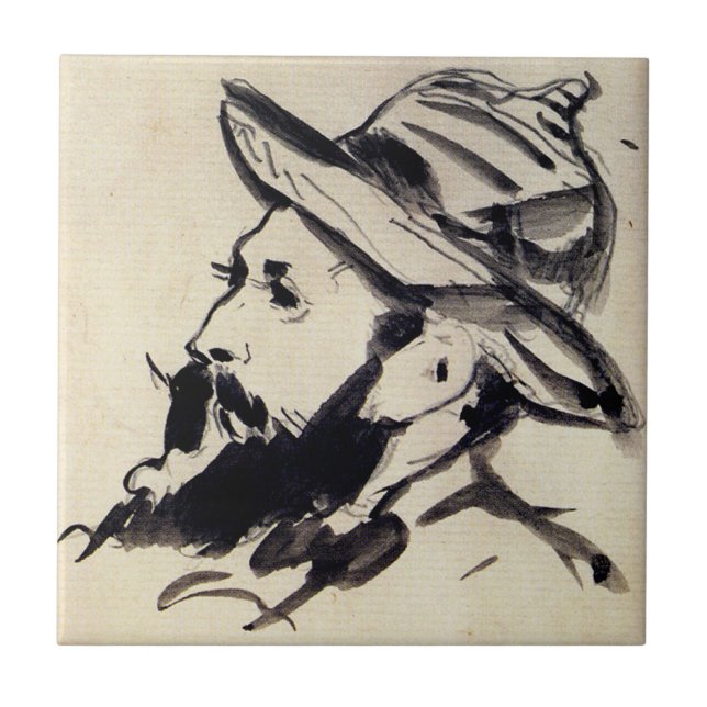 Carreau Tête d'un homme par Claude Monet, (Devant)