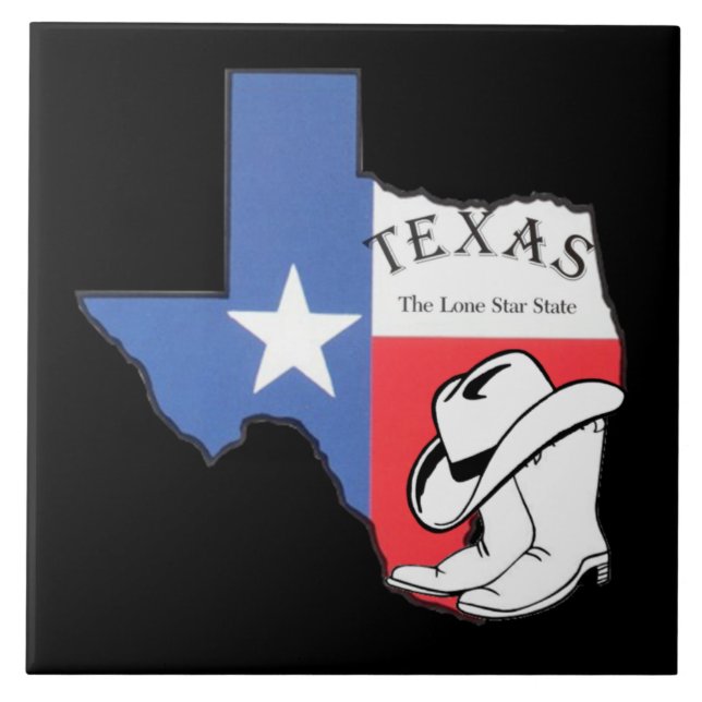 Carreau Texas : Drapeau et silhouette du Texas (Devant)