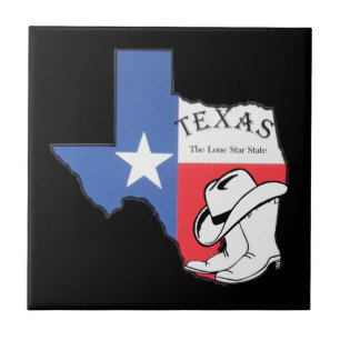 Carreau Texas : Drapeau et silhouette du Texas,