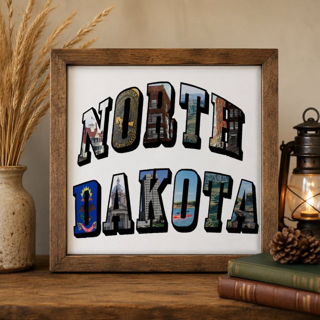 Carreau Texte d'image du Dakota du Nord (North Dakota Picture Text Ceramic Tile)