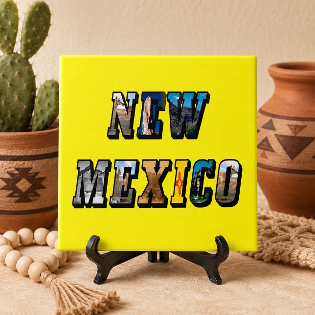 Carreau Texte d'image du Nouveau-Mexique (New Mexico Picture Text Ceramic Tile)