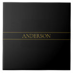 Carreau Texte et lignes Gold personnalisables<br><div class="desc">Votre nom ou marque sur mesure.</div>