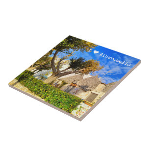 Carreau Texte personnalisé, belle vue Alberobello, Pouill