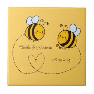 Carreau Texte personnalisé Happy Love Bees