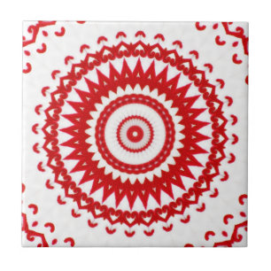Carreau Textile folklorique scandinave rouge blanc éléga